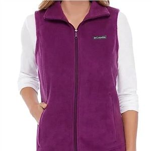 ✨NWT Columbia Vest Slight Shimmer Plum Purple Full Zip Mock Neck Oversized